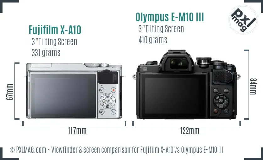 Fujifilm X-A10 vs Olympus E-M10 III Screen and Viewfinder comparison
