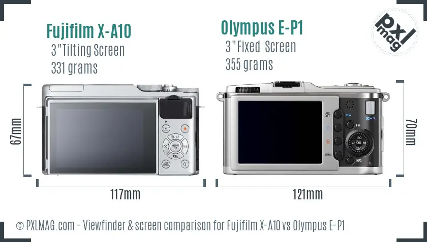 Fujifilm X-A10 vs Olympus E-P1 Screen and Viewfinder comparison Fujifilm X-A10 vs Olympus E-P1 Screen and Viewfinder comparison