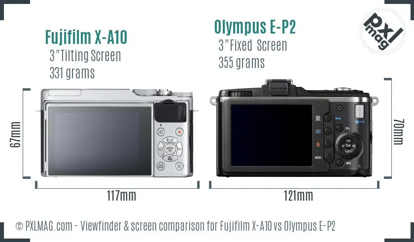 Fujifilm X-A10 vs Olympus E-P2 Screen and Viewfinder comparison