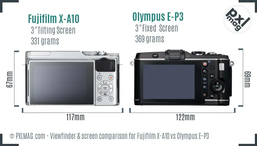 Fujifilm X-A10 vs Olympus E-P3 Screen and Viewfinder comparison Fujifilm X-A10 vs Olympus E-P3 Screen and Viewfinder comparison