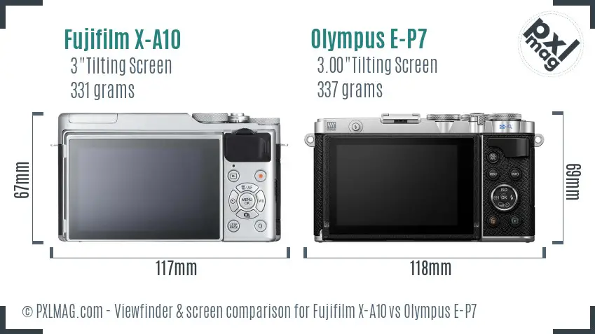 Fujifilm X-A10 vs Olympus E-P7 Screen and Viewfinder comparison