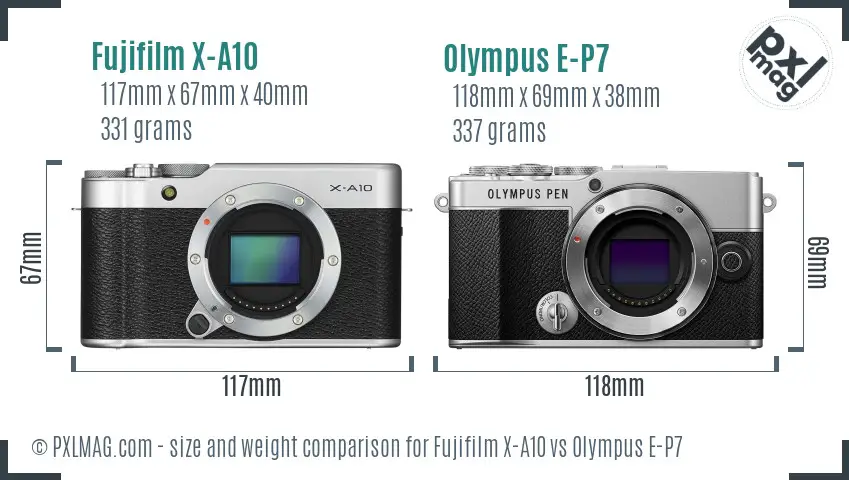 Fujifilm X-A10 vs Olympus E-P7 size comparison