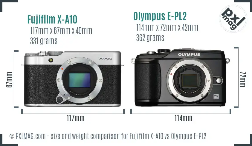 Fujifilm X-A10 vs Olympus E-PL2 size comparison Fujifilm X-A10 vs Olympus E-PL2 size comparison