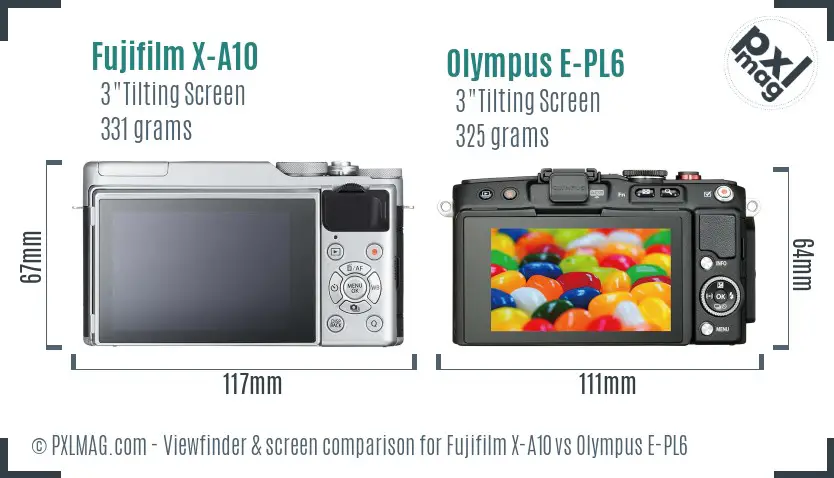 Fujifilm X-A10 vs Olympus E-PL6 Screen and Viewfinder comparison Fujifilm X-A10 vs Olympus E-PL6 Screen and Viewfinder comparison