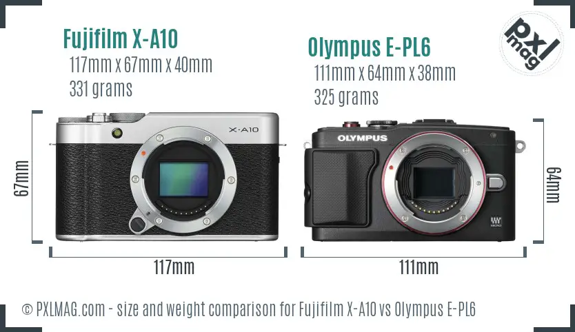 Fujifilm X-A10 vs Olympus E-PL6 size comparison Fujifilm X-A10 vs Olympus E-PL6 size comparison