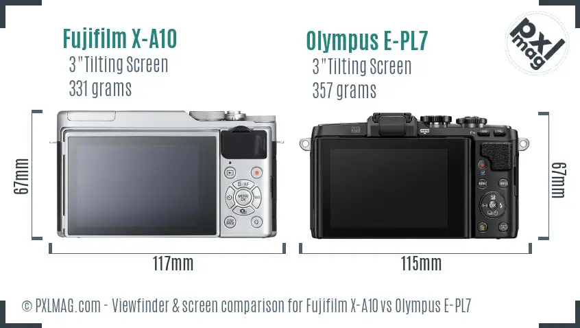 Fujifilm X-A10 vs Olympus E-PL7 Screen and Viewfinder comparison Fujifilm X-A10 vs Olympus E-PL7 Screen and Viewfinder comparison
