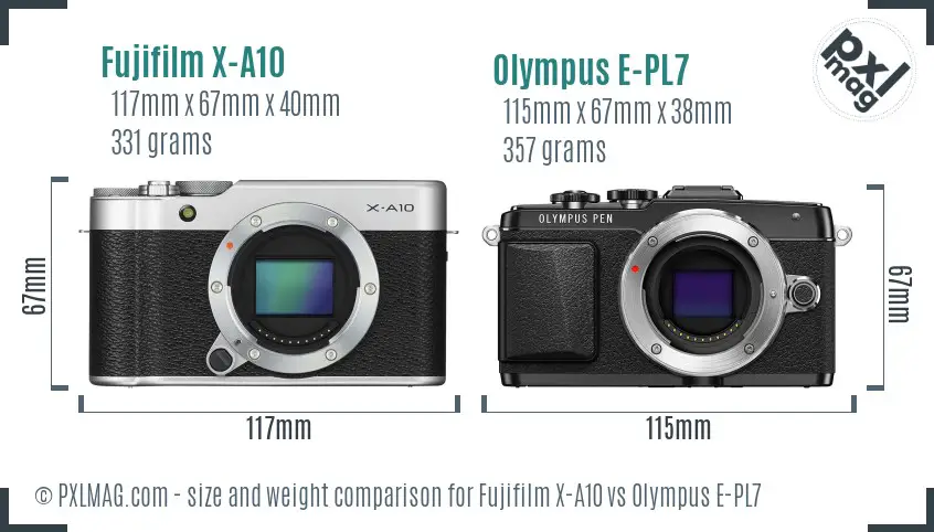 Fujifilm X-A10 vs Olympus E-PL7 size comparison Fujifilm X-A10 vs Olympus E-PL7 size comparison