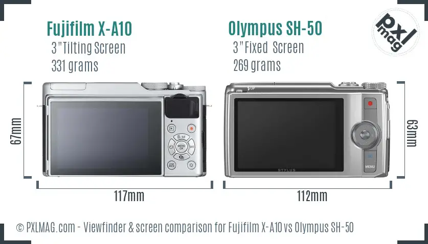 Fujifilm X-A10 vs Olympus SH-50 Screen and Viewfinder comparison