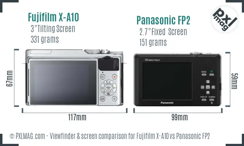 Fujifilm X-A10 vs Panasonic FP2 Screen and Viewfinder comparison