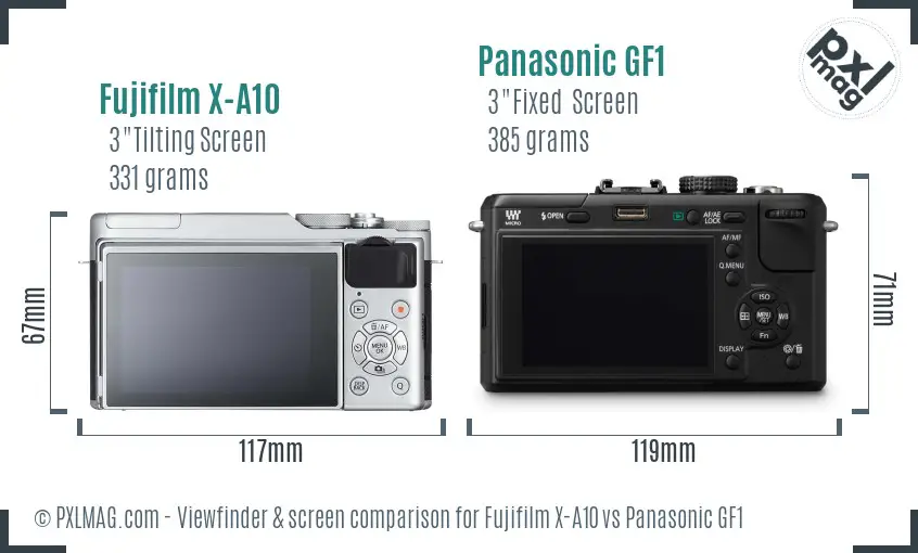 Fujifilm X-A10 vs Panasonic GF1 Screen and Viewfinder comparison