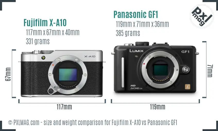 Fujifilm X-A10 vs Panasonic GF1 size comparison