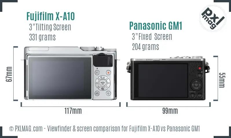 Fujifilm X-A10 vs Panasonic GM1 Screen and Viewfinder comparison