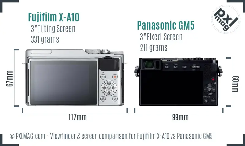 Fujifilm X-A10 vs Panasonic GM5 Screen and Viewfinder comparison