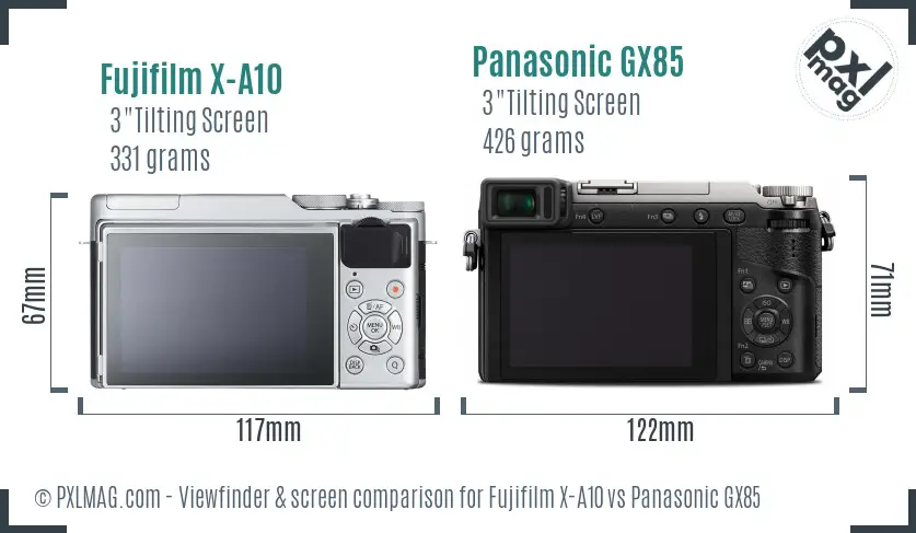 Fujifilm X-A10 vs Panasonic GX85 Screen and Viewfinder comparison Fujifilm X-A10 vs Panasonic GX85 Screen and Viewfinder comparison