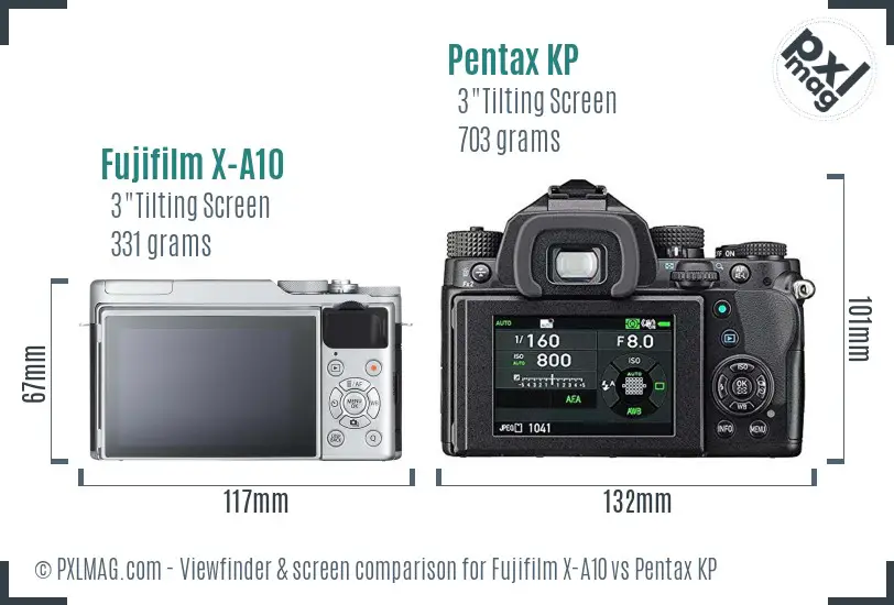 Fujifilm X-A10 vs Pentax KP Screen and Viewfinder comparison