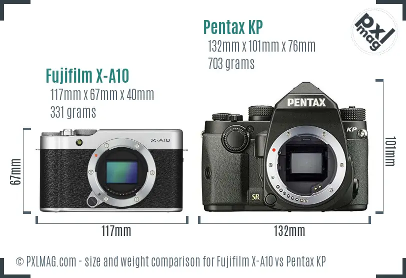 Fujifilm X-A10 vs Pentax KP size comparison