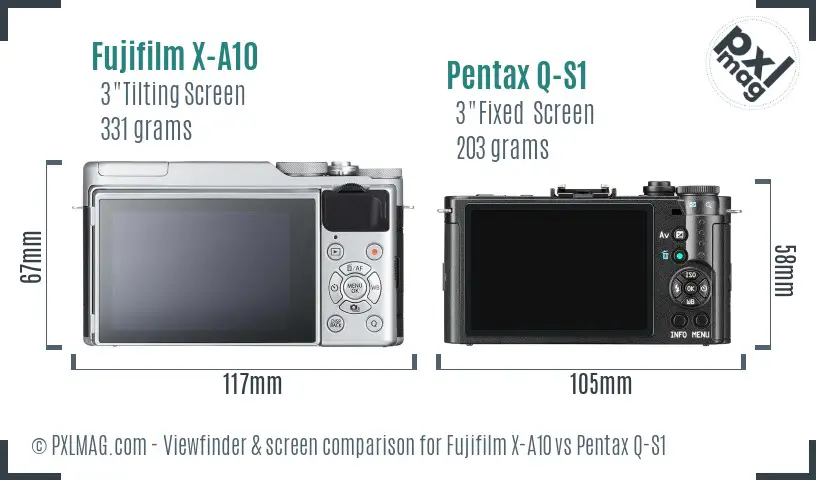 Fujifilm X-A10 vs Pentax Q-S1 Screen and Viewfinder comparison