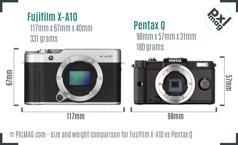 Fujifilm X-A10 vs Pentax Q size comparison