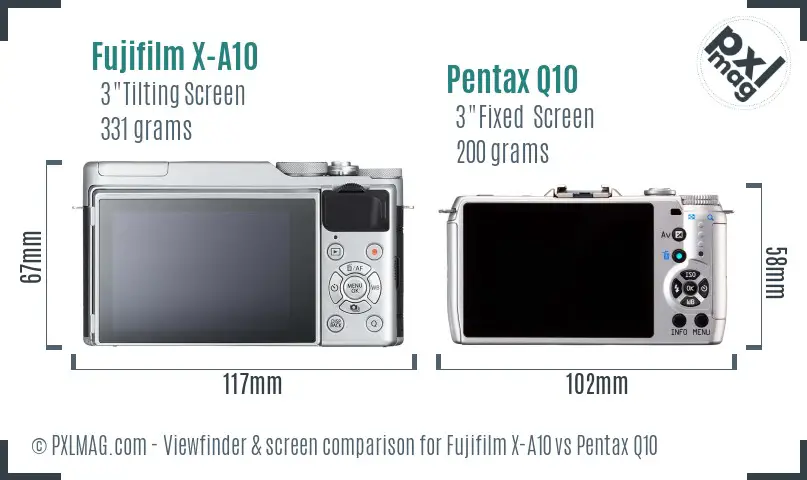 Fujifilm X-A10 vs Pentax Q10 Screen and Viewfinder comparison