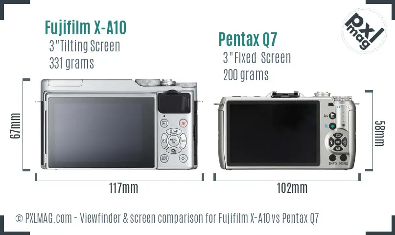 Fujifilm X-A10 vs Pentax Q7 Screen and Viewfinder comparison