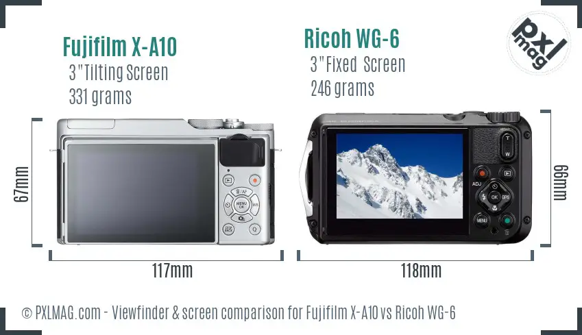 Fujifilm X-A10 vs Ricoh WG-6 Screen and Viewfinder comparison