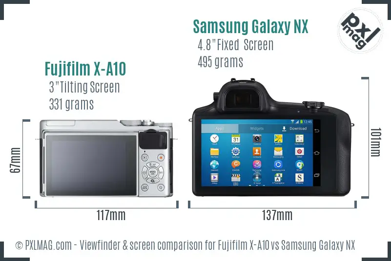 Fujifilm X-A10 vs Samsung Galaxy NX Screen and Viewfinder comparison