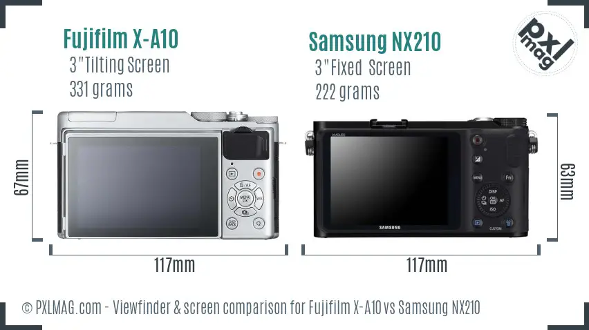 Fujifilm X-A10 vs Samsung NX210 Screen and Viewfinder comparison Fujifilm X-A10 vs Samsung NX210 Screen and Viewfinder comparison