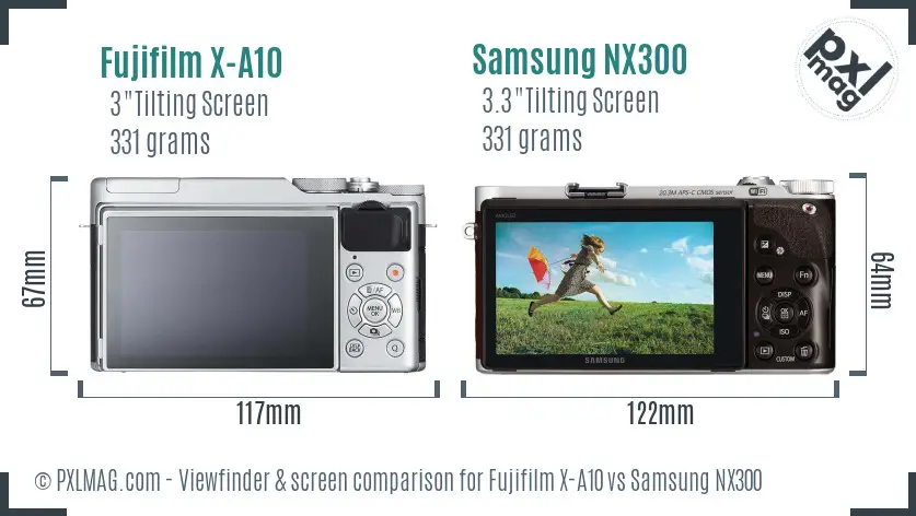 Fujifilm X-A10 vs Samsung NX300 Screen and Viewfinder comparison