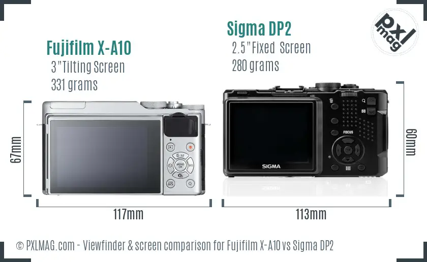 Fujifilm X-A10 vs Sigma DP2 Screen and Viewfinder comparison