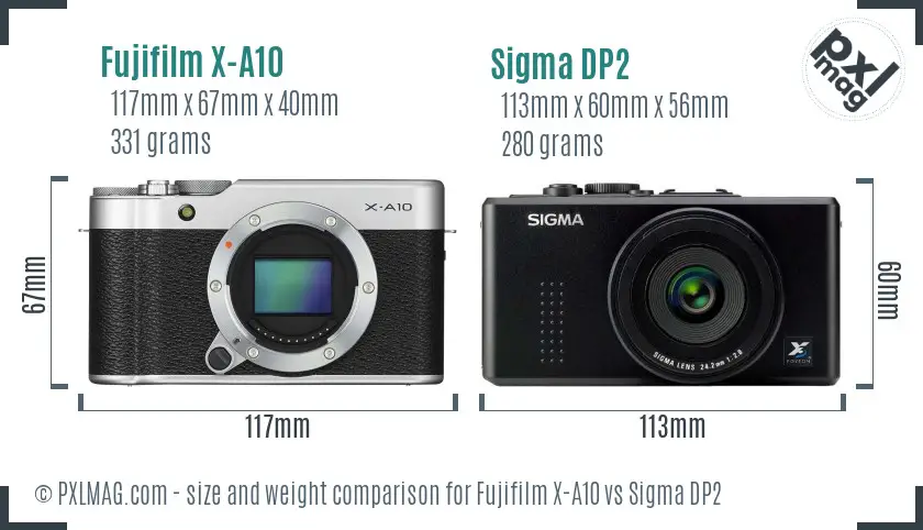 Fujifilm X-A10 vs Sigma DP2 size comparison