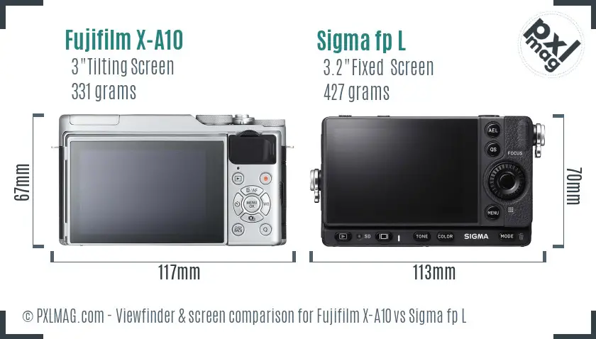 Fujifilm X-A10 vs Sigma fp L Screen and Viewfinder comparison