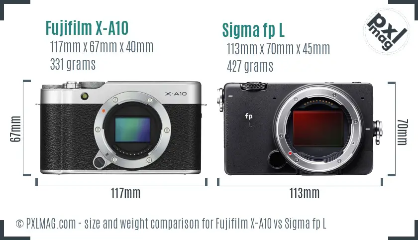 Fujifilm X-A10 vs Sigma fp L size comparison