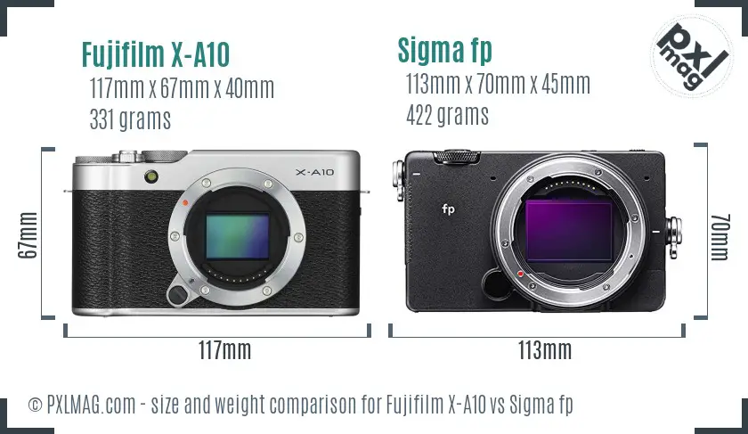 Fujifilm X-A10 vs Sigma fp size comparison