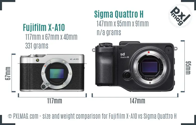 Fujifilm X-A10 vs Sigma Quattro H size comparison