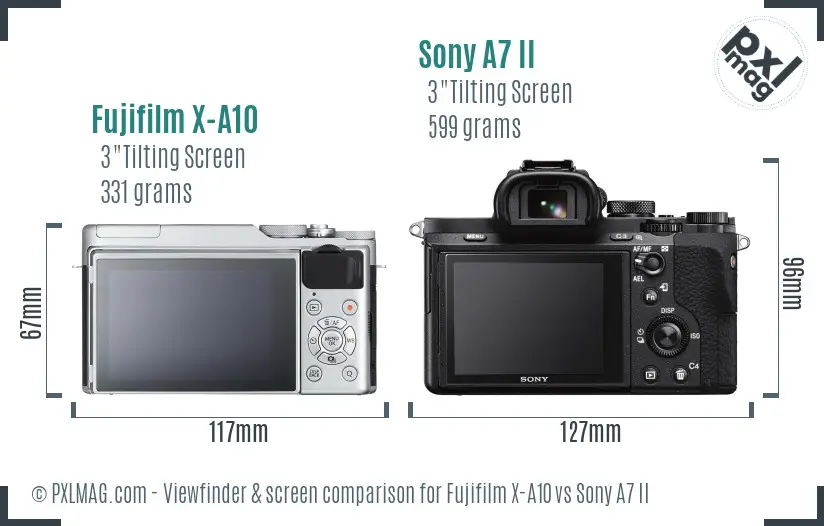 Fujifilm X-A10 vs Sony A7 II Screen and Viewfinder comparison Fujifilm X-A10 vs Sony A7 II Screen and Viewfinder comparison