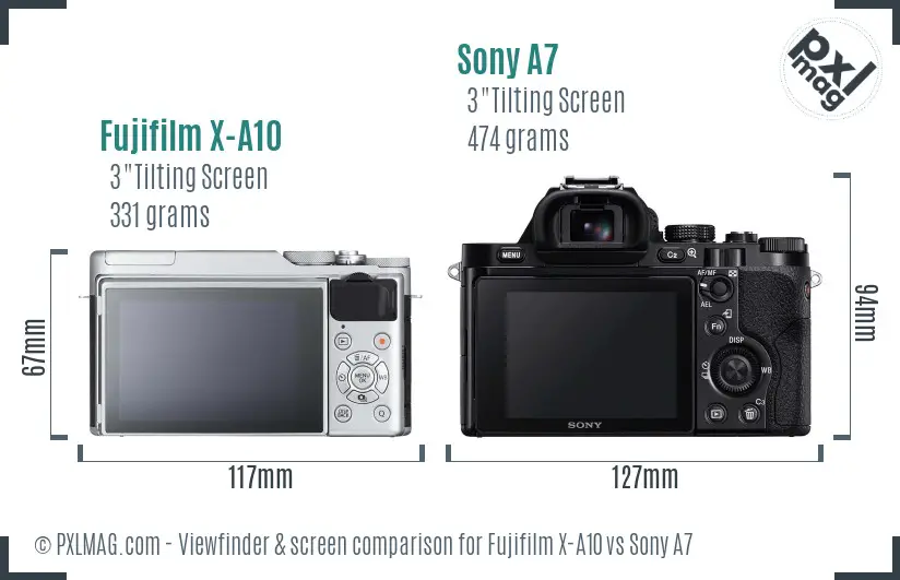 Fujifilm X-A10 vs Sony A7 Screen and Viewfinder comparison Fujifilm X-A10 vs Sony A7 Screen and Viewfinder comparison