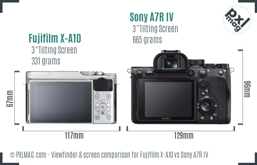 Fujifilm X-A10 vs Sony A7R IV Screen and Viewfinder comparison