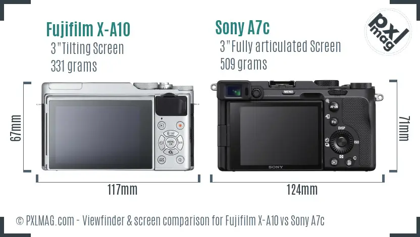 Fujifilm X-A10 vs Sony A7c Screen and Viewfinder comparison Fujifilm X-A10 vs Sony A7c Screen and Viewfinder comparison