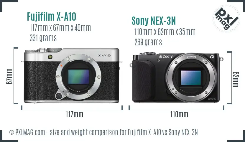 Fujifilm X-A10 vs Sony NEX-3N size comparison