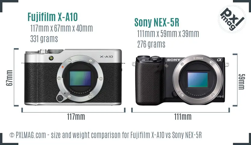 Fujifilm X-A10 vs Sony NEX-5R size comparison Fujifilm X-A10 vs Sony NEX-5R size comparison