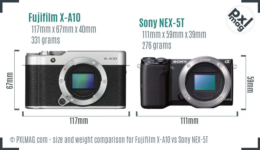 Fujifilm X-A10 vs Sony NEX-5T size comparison