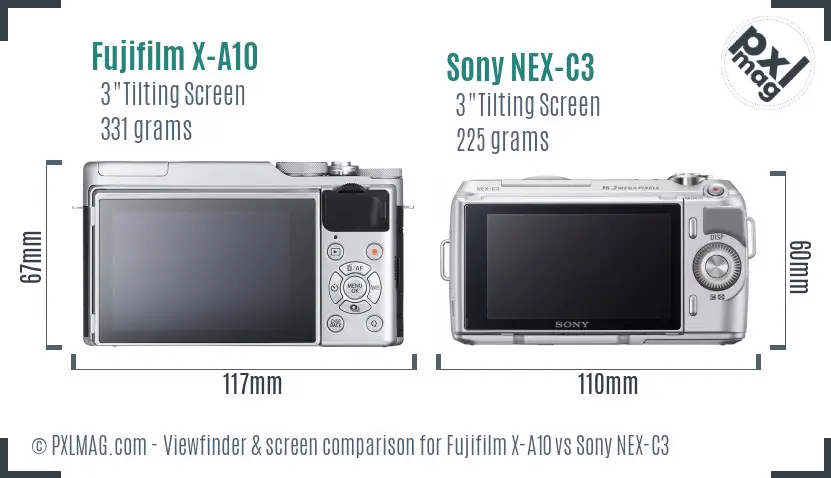 Fujifilm X-A10 vs Sony NEX-C3 Screen and Viewfinder comparison Fujifilm X-A10 vs Sony NEX-C3 Screen and Viewfinder comparison