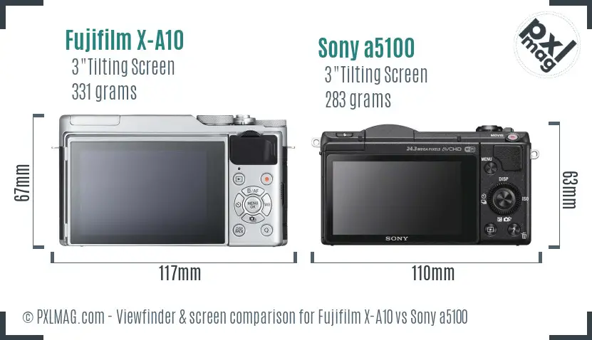 Fujifilm X-A10 vs Sony a5100 Screen and Viewfinder comparison