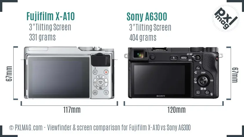 Fujifilm X-A10 vs Sony A6300 Screen and Viewfinder comparison