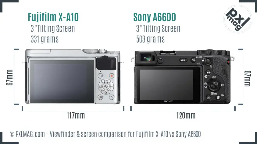 Fujifilm X-A10 vs Sony A6600 Screen and Viewfinder comparison