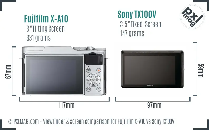 Fujifilm X-A10 vs Sony TX100V Screen and Viewfinder comparison Fujifilm X-A10 vs Sony TX100V Screen and Viewfinder comparison