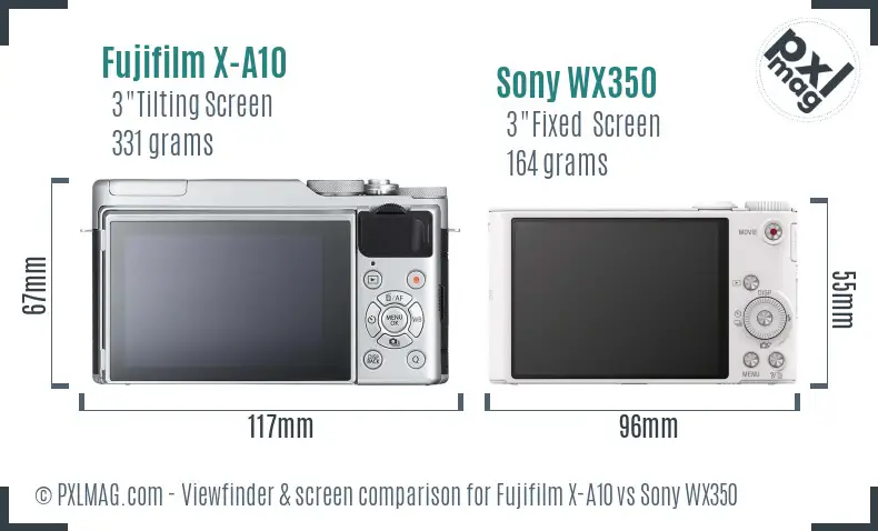 Fujifilm X-A10 vs Sony WX350 Screen and Viewfinder comparison