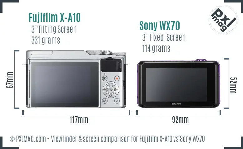 Fujifilm X-A10 vs Sony WX70 Screen and Viewfinder comparison