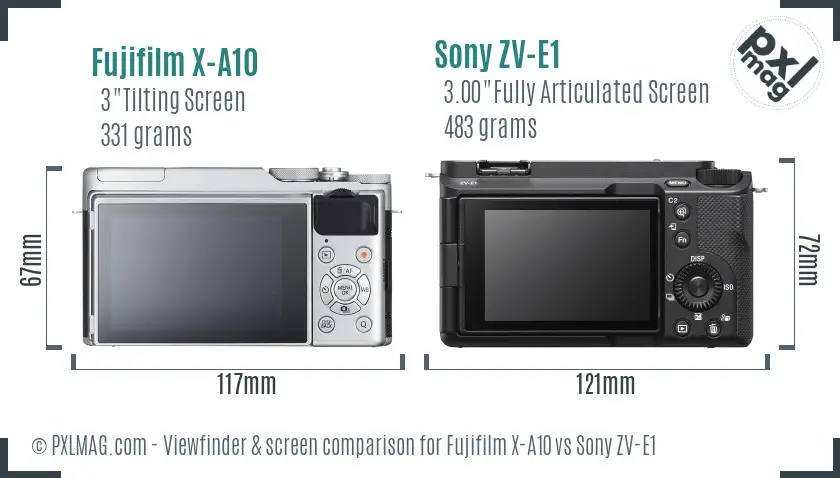 Fujifilm X-A10 vs Sony ZV-E1 Screen and Viewfinder comparison