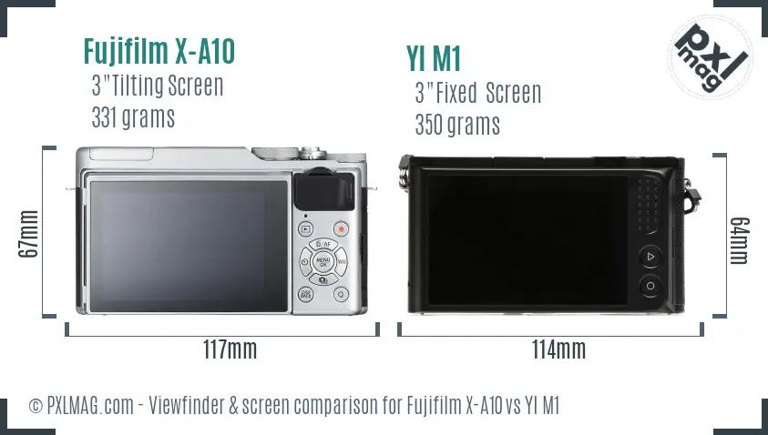 Fujifilm X-A10 vs YI M1 Screen and Viewfinder comparison